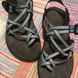 Chaco double strap blue and brown